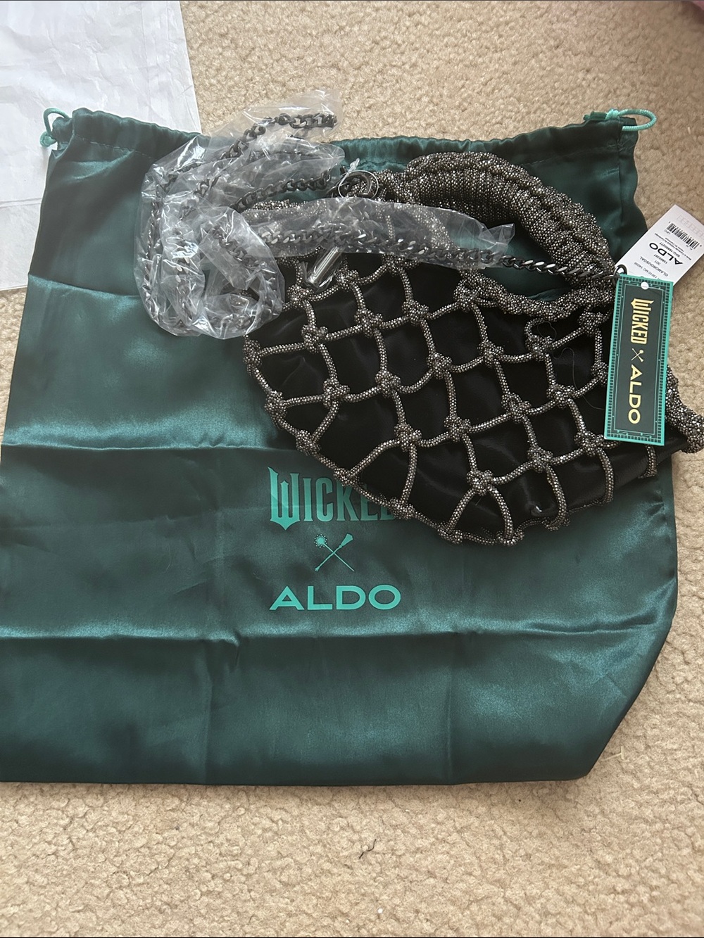 ALDO Wicked Black Beaded Net Crossbody Bag